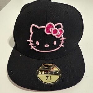 Rare New Era Black Cap with Pink Hello Kitty Design